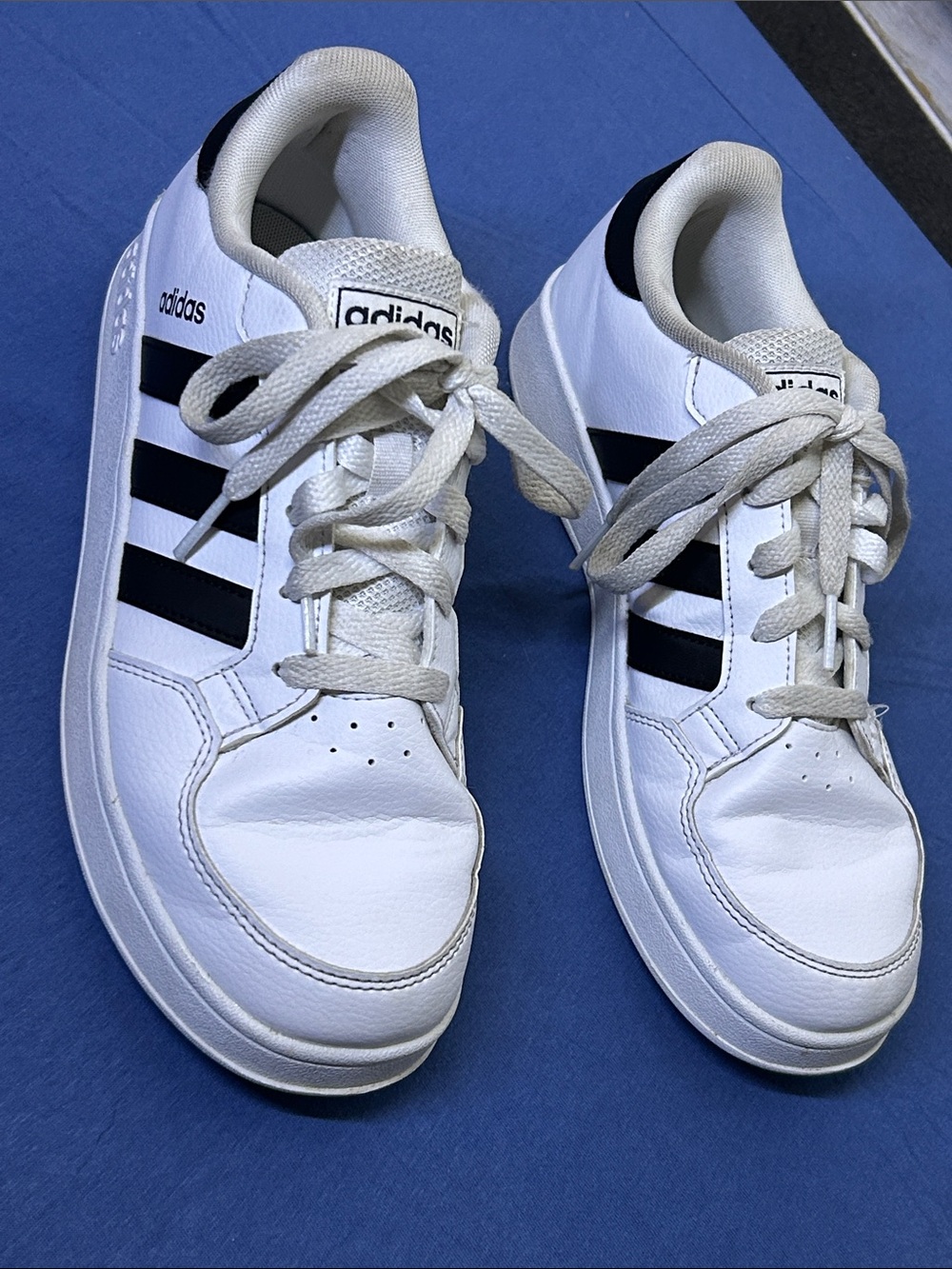 adidas White Sneakers with Black Stripes - Men's Low-Top